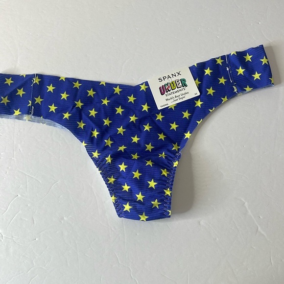 SPANX Under Statements Perforated Thong Blue Stars XS - Picture 1 of 6